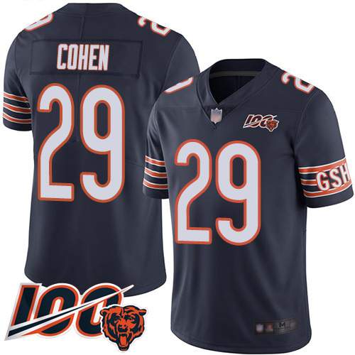 Chicago Bears Limited Navy Blue Men Tarik Cohen Home Jersey NFL Football #29 100th Season->nfl t-shirts->Sports Accessory